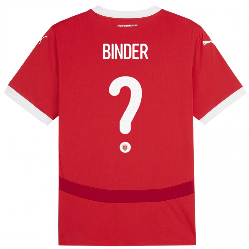 Kids Football Austria Nicolas Binder #0 Red Home Jersey 24-26 T-Shirt Za