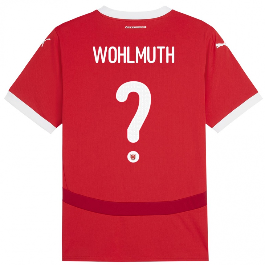 Kids Football Austria Fabian Wohlmuth #0 Red Home Jersey 24-26 T-Shirt Za