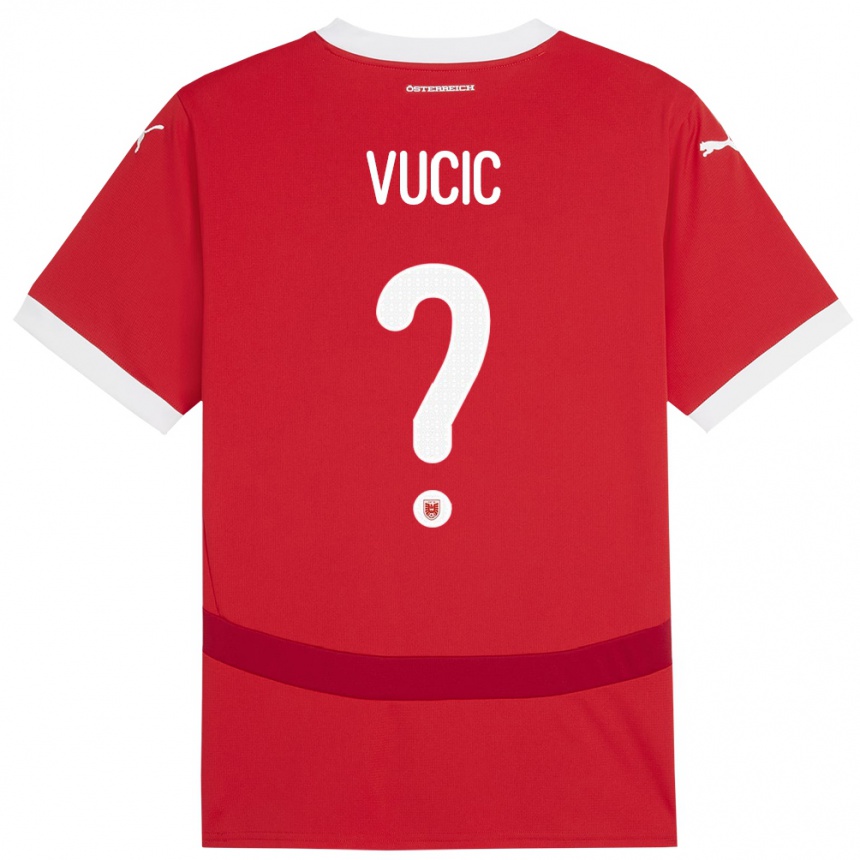 Kids Football Austria Romeo Vucic #0 Red Home Jersey 24-26 T-Shirt Za