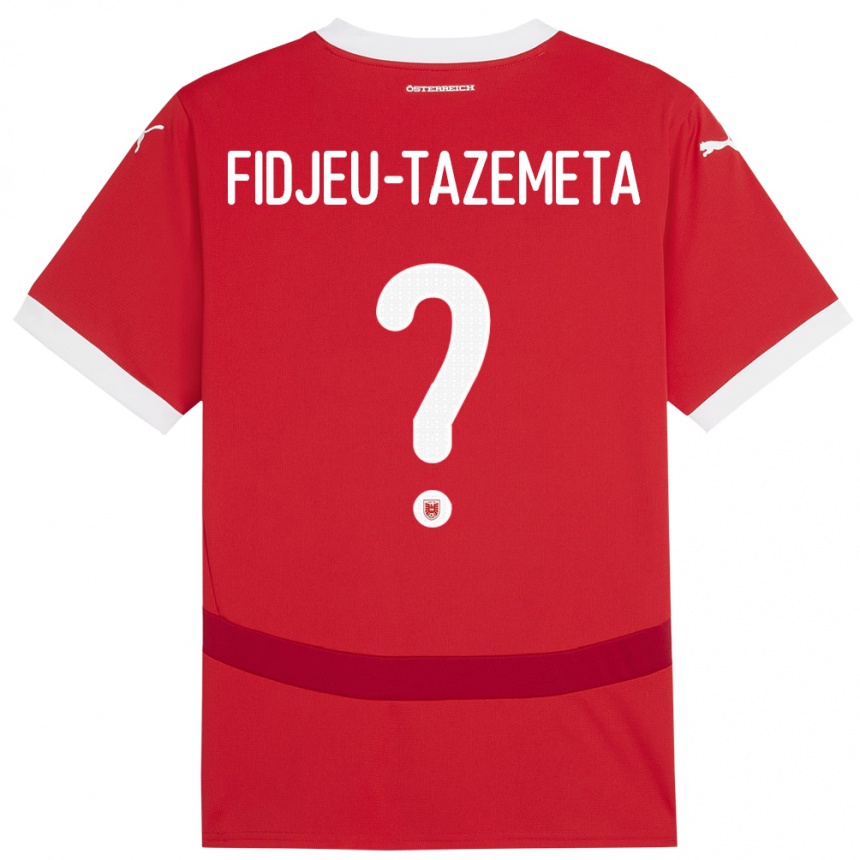 Kids Football Austria Thierry Fidjeu-Tazemeta #0 Red Home Jersey 24-26 T-Shirt Za