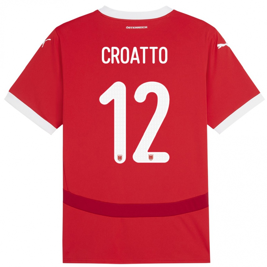 Kids Football Austria Michela Croatto #12 Red Home Jersey 24-26 T-Shirt Za