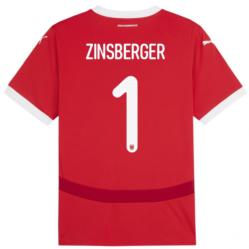 Kids Football Austria Manuela Zinsberger #1 Red Home Jersey 24-26 T-Shirt Za