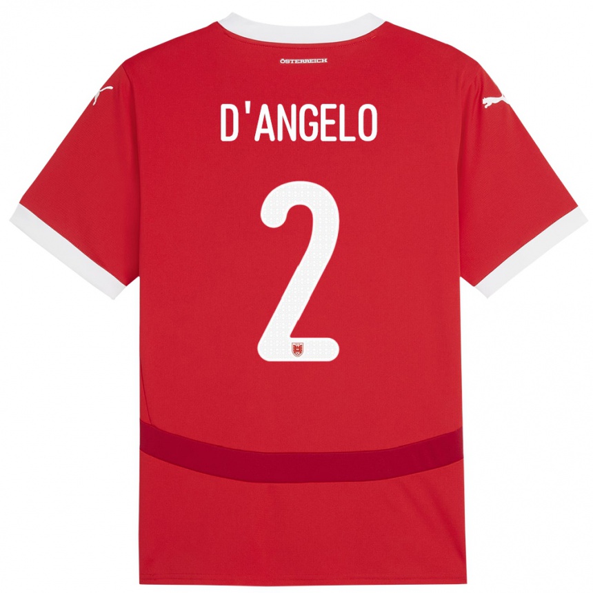 Kids Football Austria Chiara D’angelo #2 Red Home Jersey 24-26 T-Shirt Za