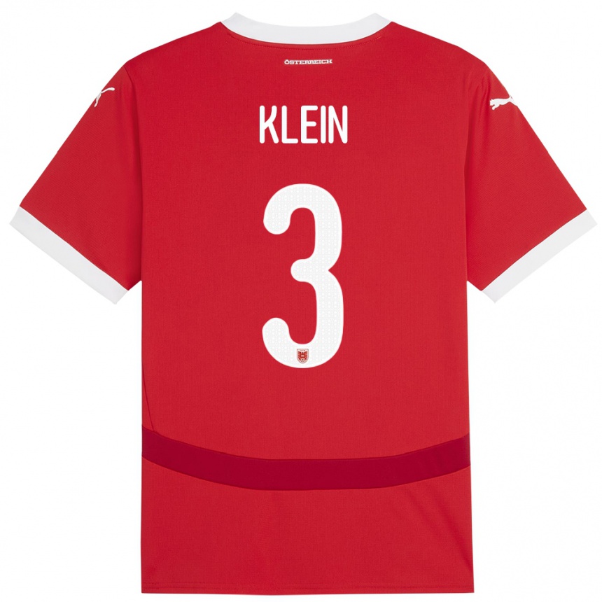 Kids Football Austria Jennifer Klein #3 Red Home Jersey 24-26 T-Shirt Za