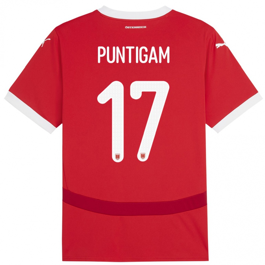 Kids Football Austria Sarah Puntigam #17 Red Home Jersey 24-26 T-Shirt Za