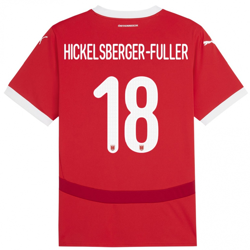 Kids Football Austria Julia Hickelsberger-Füller #18 Red Home Jersey 24-26 T-Shirt Za