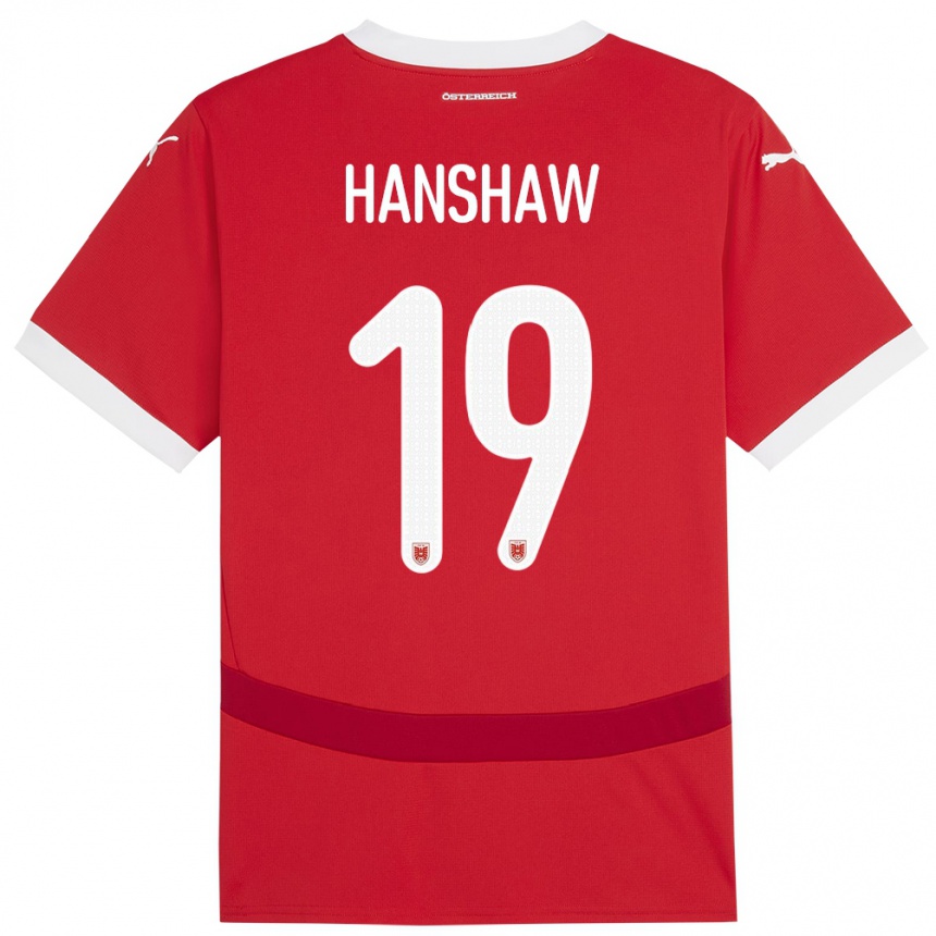 Kids Football Austria Verena Hanshaw #19 Red Home Jersey 24-26 T-Shirt Za