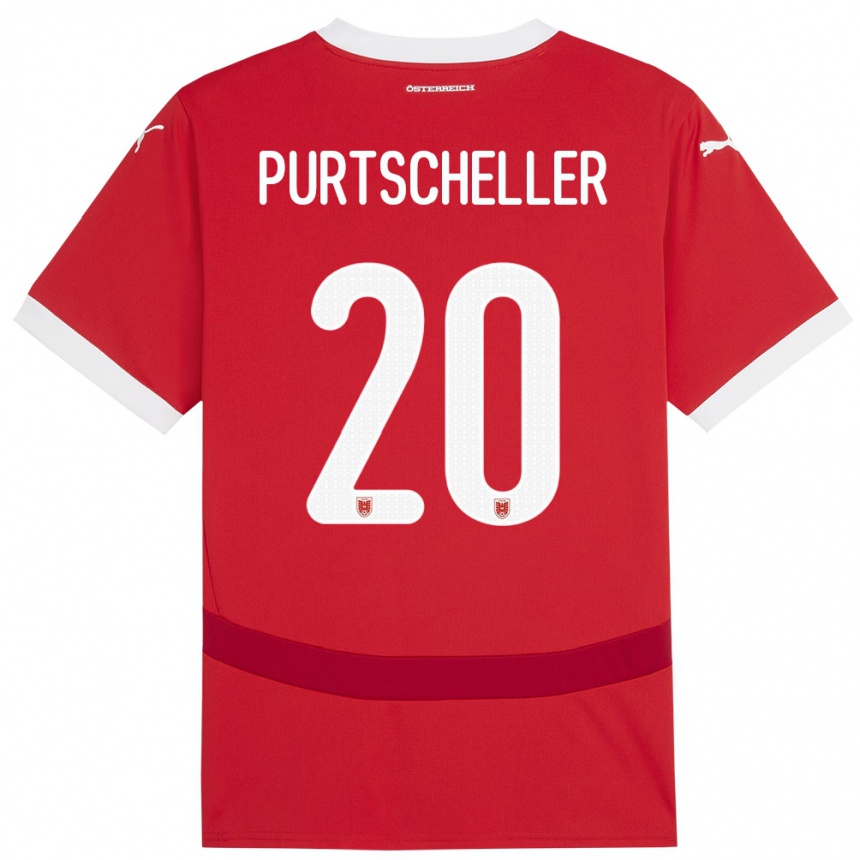 Kids Football Austria Lilli Purtscheller #20 Red Home Jersey 24-26 T-Shirt Za