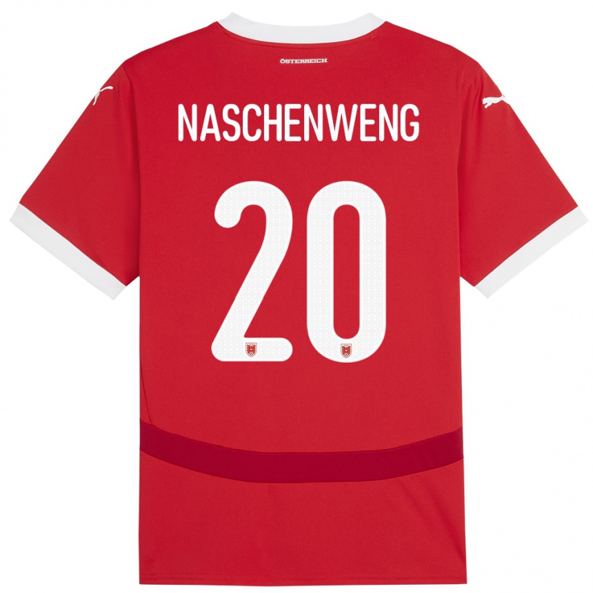 Kids Football Austria Katharina Naschenweng #20 Red Home Jersey 24-26 T-Shirt Za