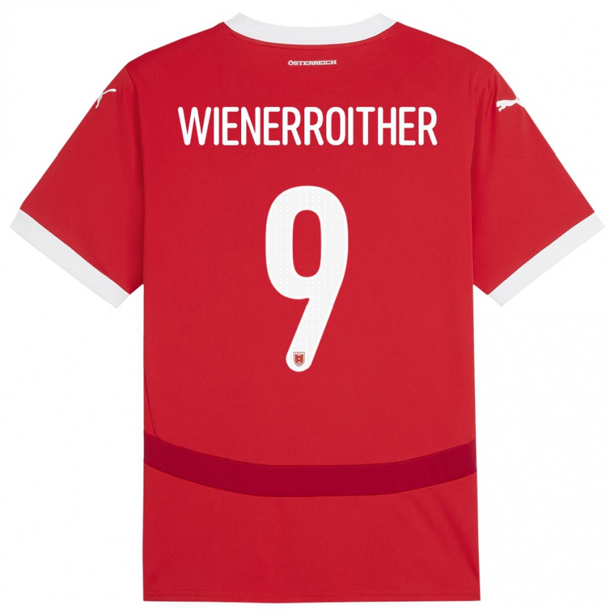 Kids Football Austria Katja Wienerroither #9 Red Home Jersey 24-26 T-Shirt Za