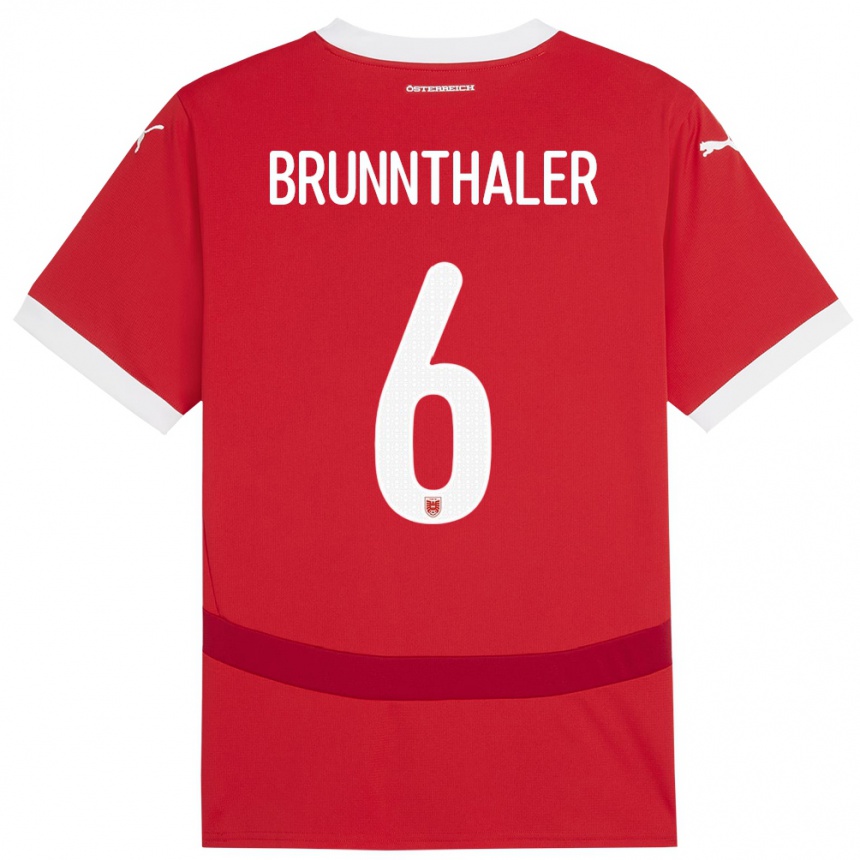 Kids Football Austria Melanie Brunnthaler #6 Red Home Jersey 24-26 T-Shirt Za