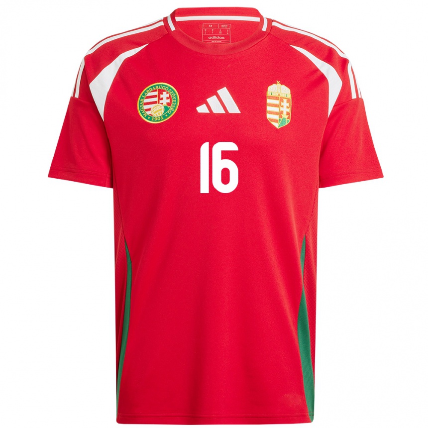 Kids Football Hungary Dániel Gazdag #16 Red Home Jersey 24-26 T-Shirt Za