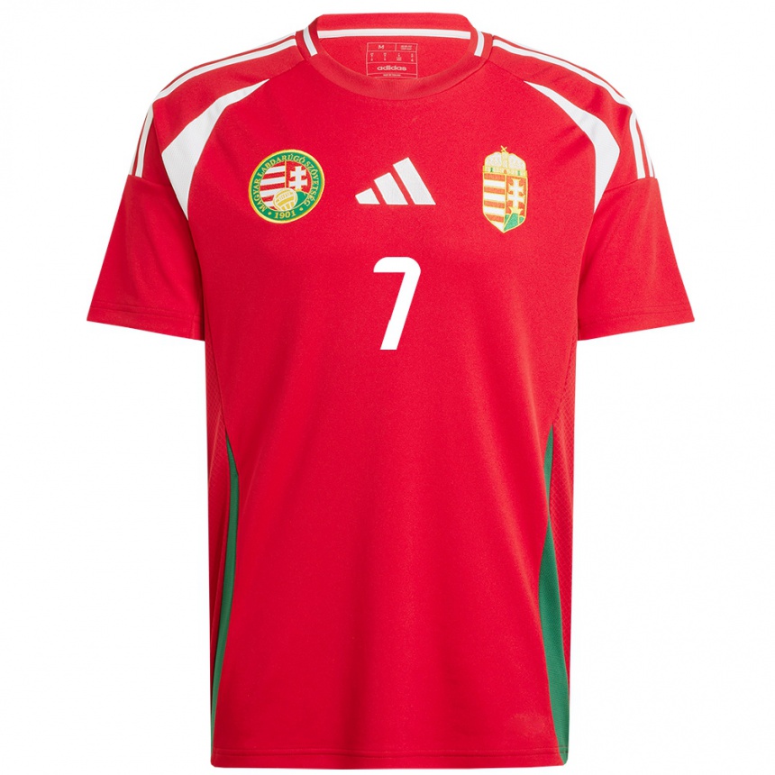 Kids Football Hungary Loïc Nego #7 Red Home Jersey 24-26 T-Shirt Za