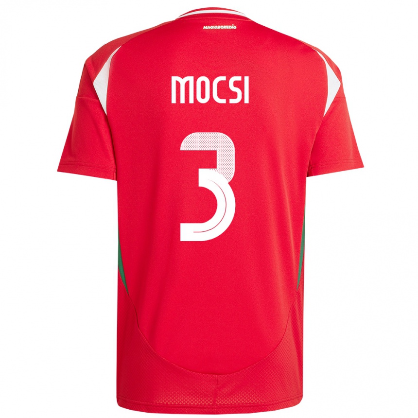 Kids Football Hungary Attila Mocsi #3 Red Home Jersey 24-26 T-Shirt Za