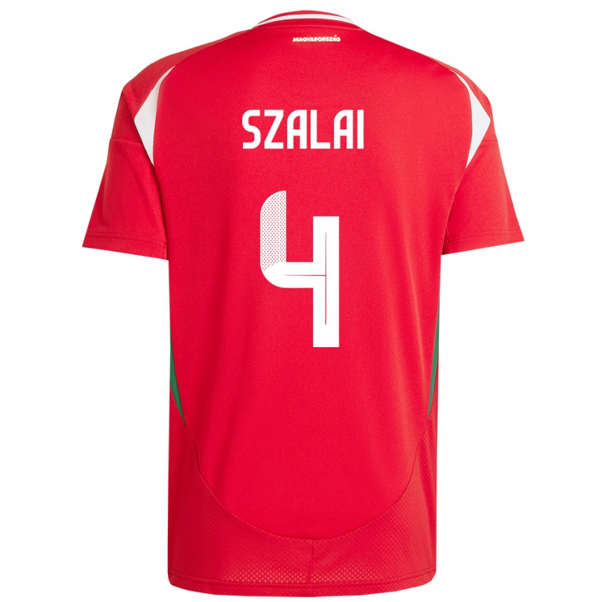 Kids Football Hungary Attila Szalai #4 Red Home Jersey 24-26 T-Shirt Za