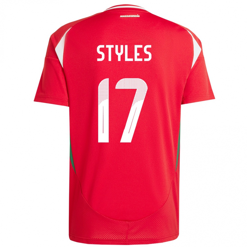 Kids Football Hungary Callum Styles #17 Red Home Jersey 24-26 T-Shirt Za