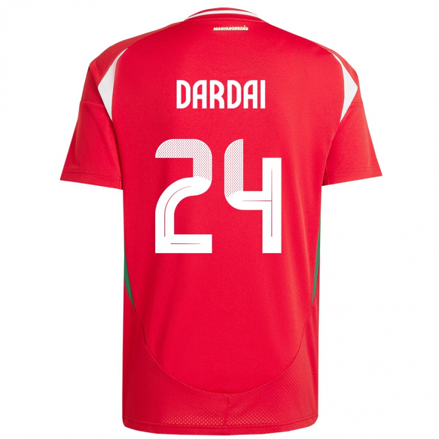 Kids Football Hungary Márton Dárdai #24 Red Home Jersey 24-26 T-Shirt Za