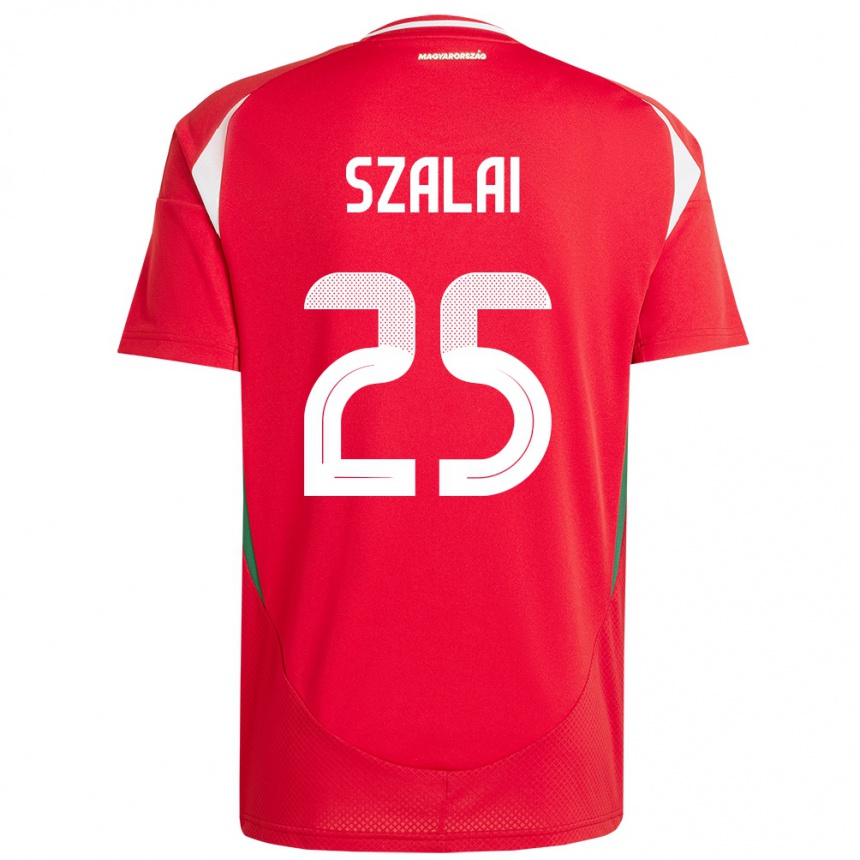 Kids Football Hungary Gábor Szalai #25 Red Home Jersey 24-26 T-Shirt Za