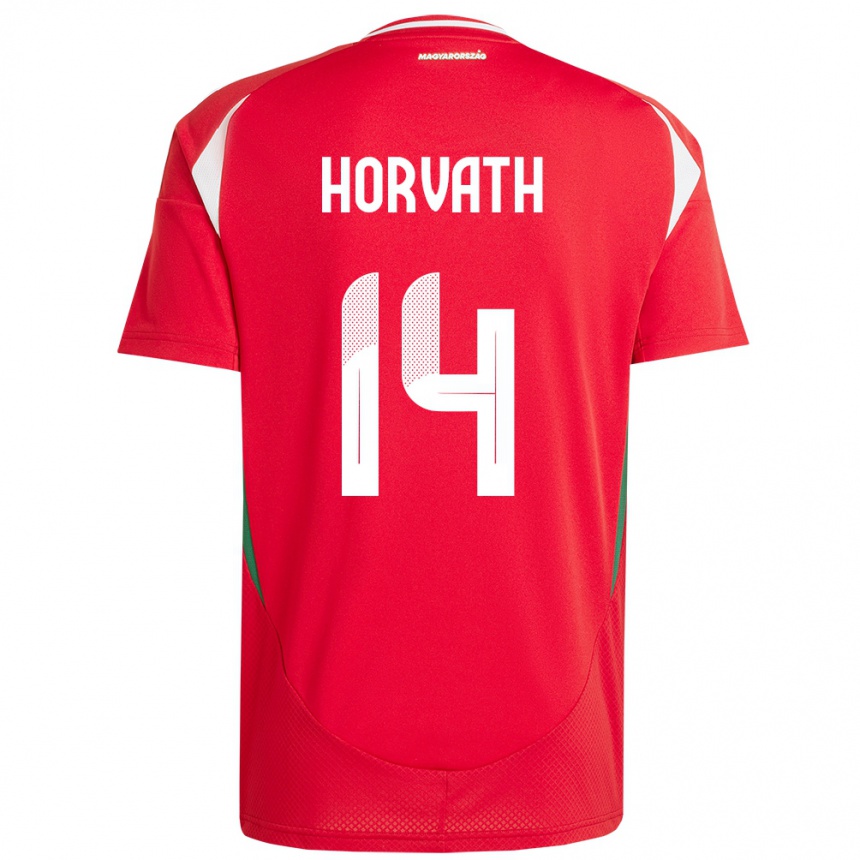 Kids Football Hungary Artúr Horváth #14 Red Home Jersey 24-26 T-Shirt Za