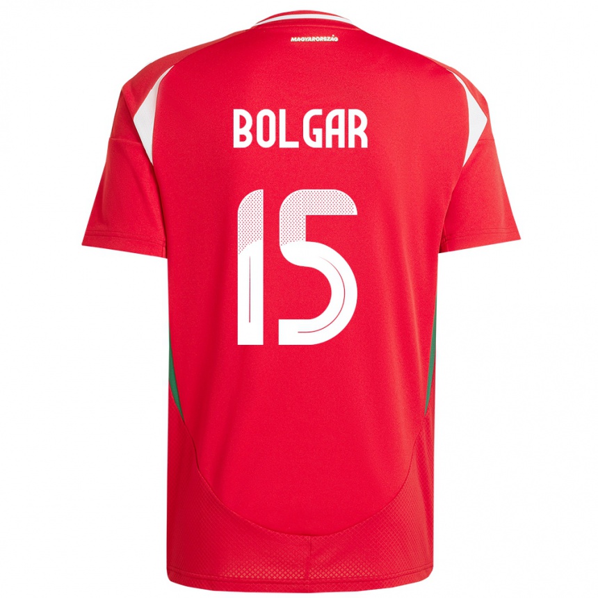 Kids Football Hungary Botond Bolgár #15 Red Home Jersey 24-26 T-Shirt Za