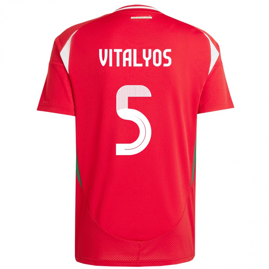 Kids Football Hungary Viktor Vitályos #5 Red Home Jersey 24-26 T-Shirt Za