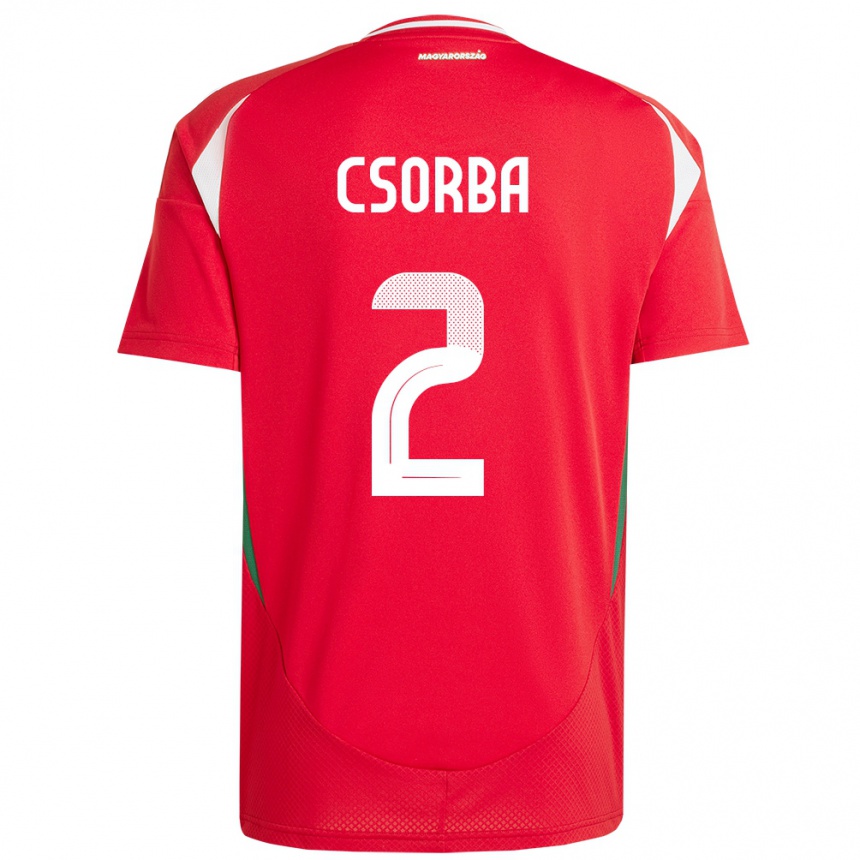 Kids Football Hungary Dominik Csorba #2 Red Home Jersey 24-26 T-Shirt Za