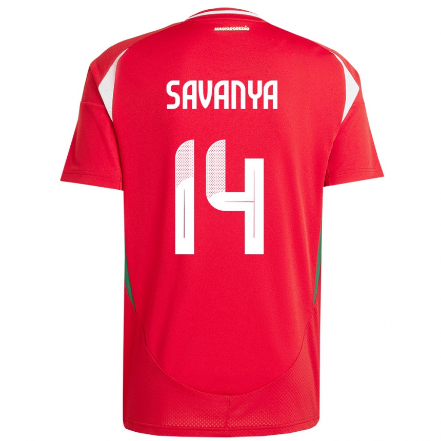 Kids Football Hungary Csilla Savanya #14 Red Home Jersey 24-26 T-Shirt Za