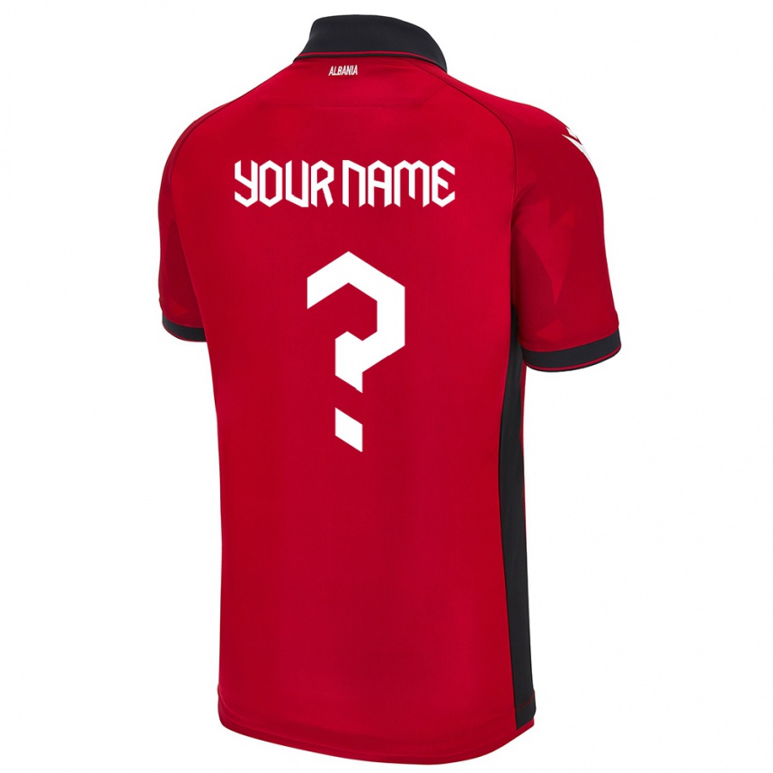 Kids Football Albania Your Name #0 Red Home Jersey 24-26 T-Shirt Za