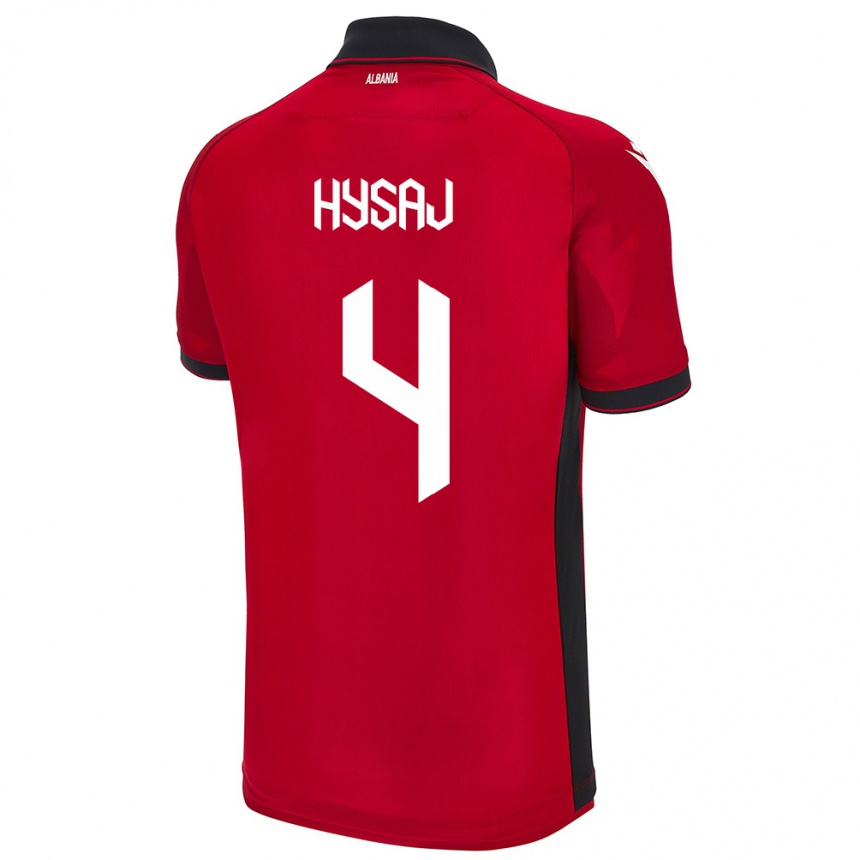 Kids Football Albania Elseid Hysaj #4 Red Home Jersey 24-26 T-Shirt Za