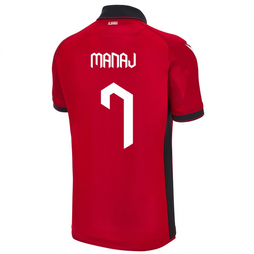 Kids Football Albania Rey Manaj #7 Red Home Jersey 24-26 T-Shirt Za