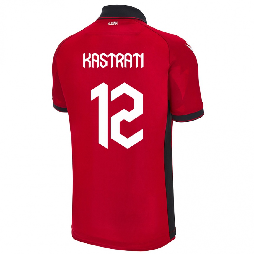 Kids Football Albania Elhan Kastrati #12 Red Home Jersey 24-26 T-Shirt Za