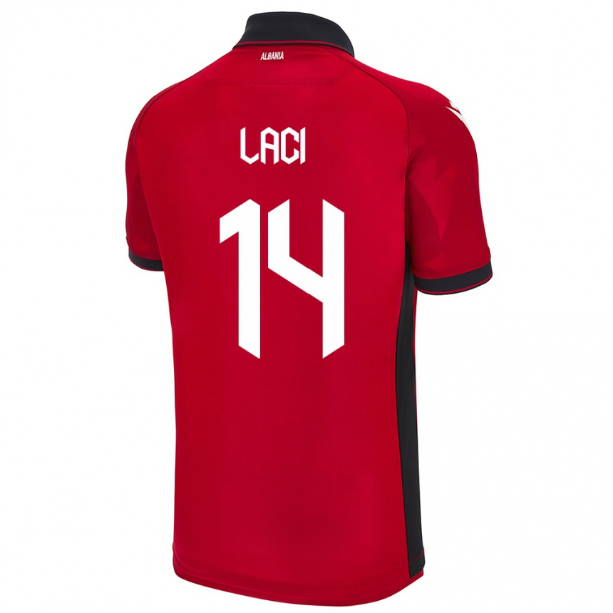 Kids Football Albania Qazim Laci #14 Red Home Jersey 24-26 T-Shirt Za