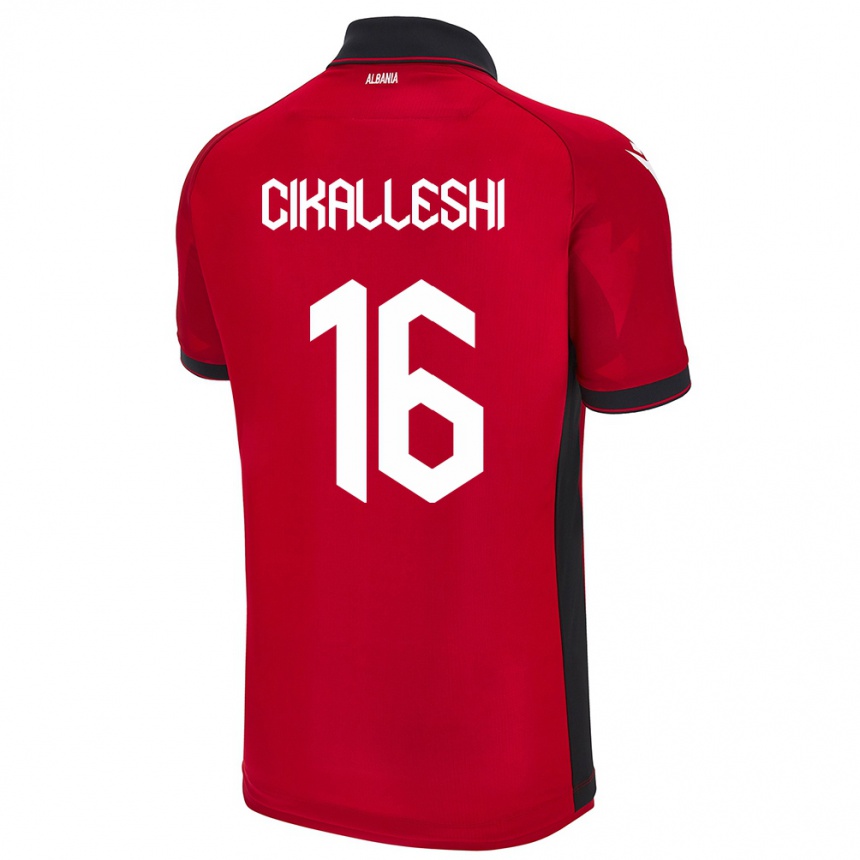 Kids Football Albania Sokol Cikalleshi #16 Red Home Jersey 24-26 T-Shirt Za