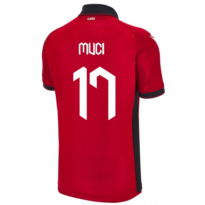 Kids Football Albania Ernest Muci #17 Red Home Jersey 24-26 T-Shirt Za