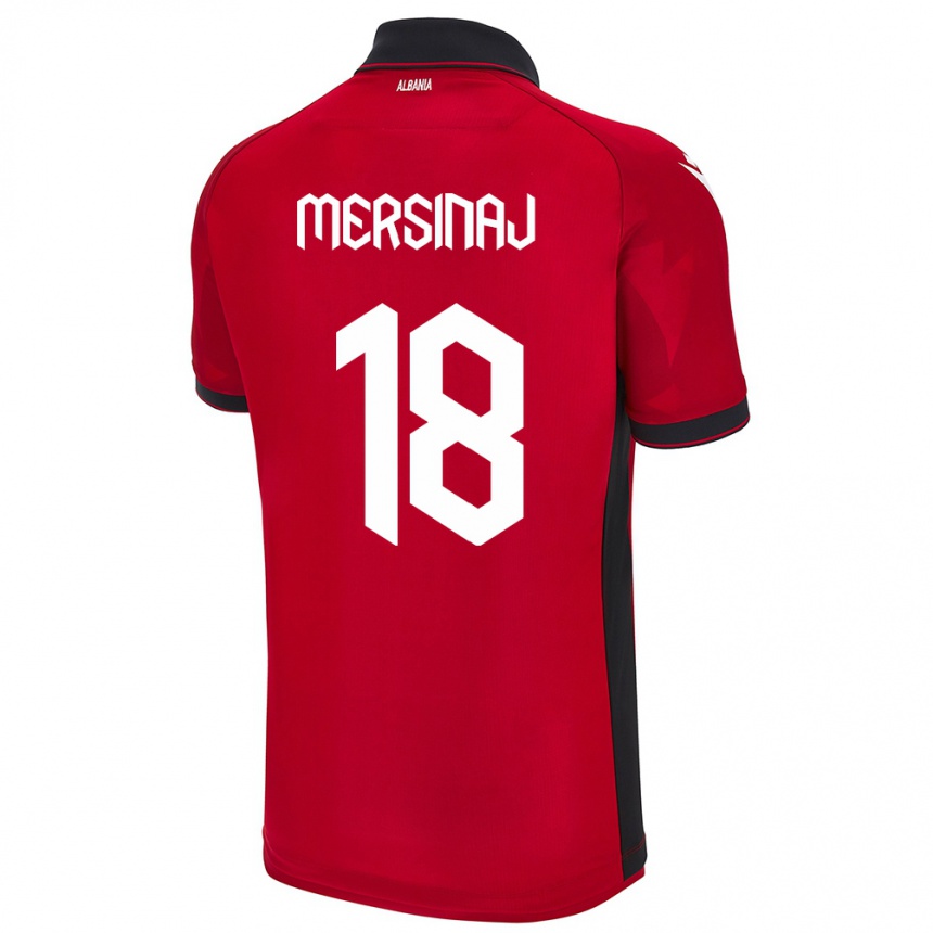 Kids Football Albania Jon Mersinaj #18 Red Home Jersey 24-26 T-Shirt Za