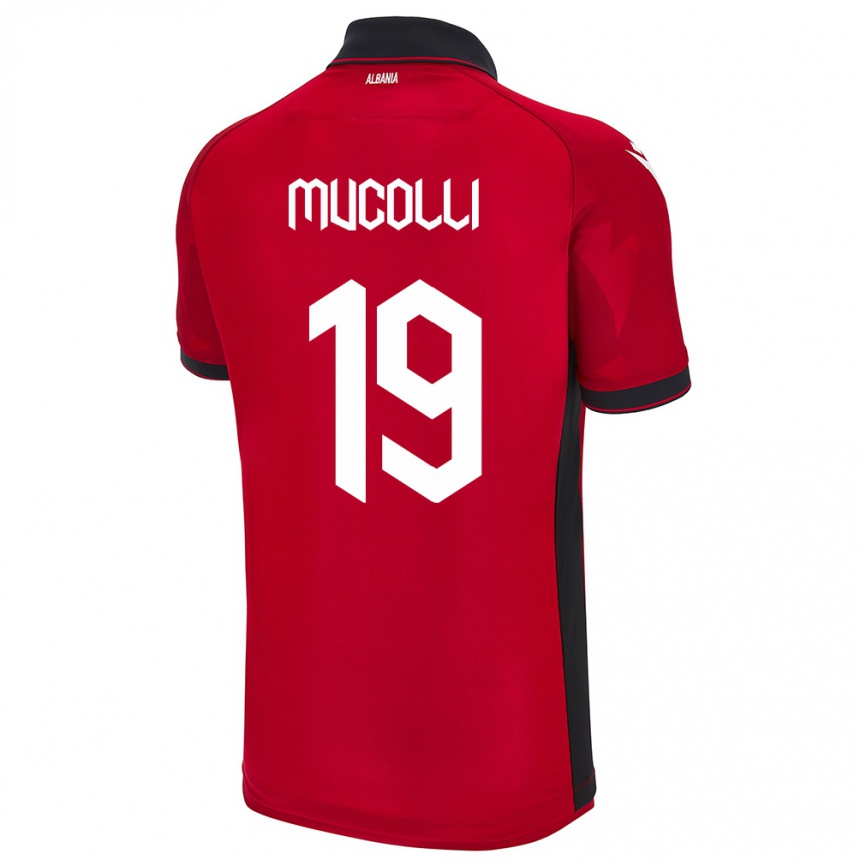 Kids Football Albania Arbnor Mucolli #19 Red Home Jersey 24-26 T-Shirt Za