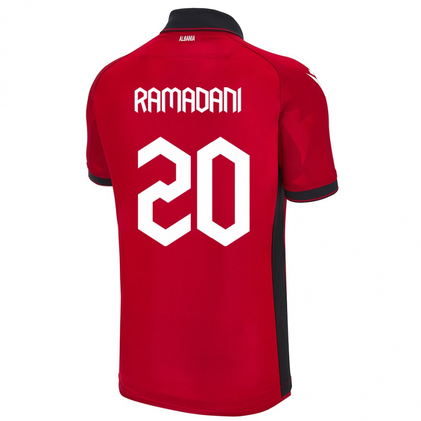 Kids Football Albania Ylber Ramadani #20 Red Home Jersey 24-26 T-Shirt Za