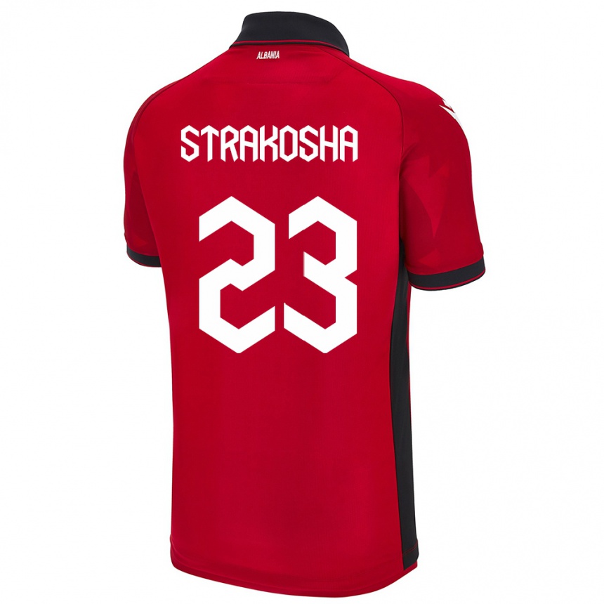 Kids Football Albania Thomas Strakosha #23 Red Home Jersey 24-26 T-Shirt Za