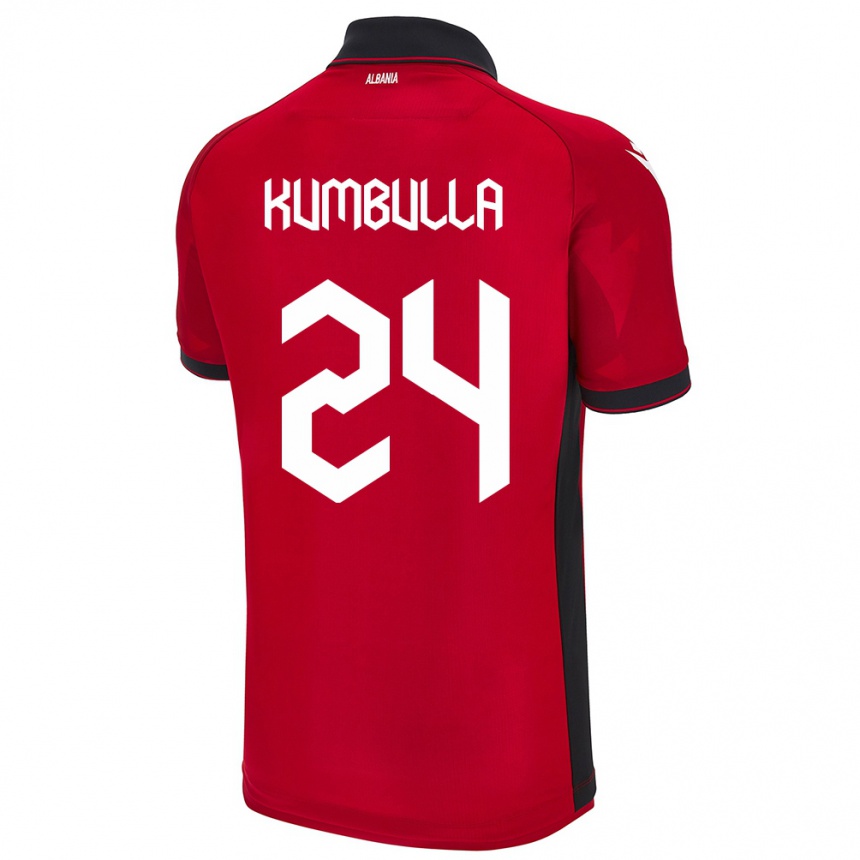 Kids Football Albania Marash Kumbulla #24 Red Home Jersey 24-26 T-Shirt Za