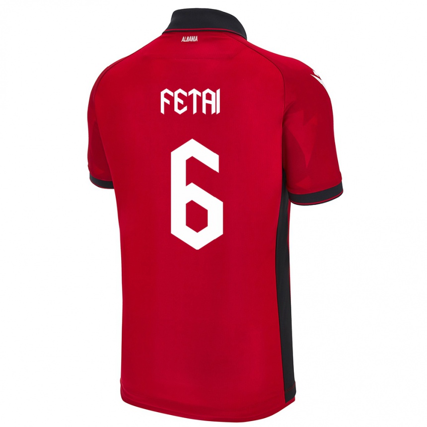 Kids Football Albania Feta Fetai #6 Red Home Jersey 24-26 T-Shirt Za