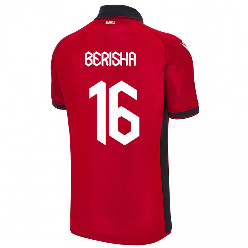 Kids Football Albania Medon Berisha #16 Red Home Jersey 24-26 T-Shirt Za