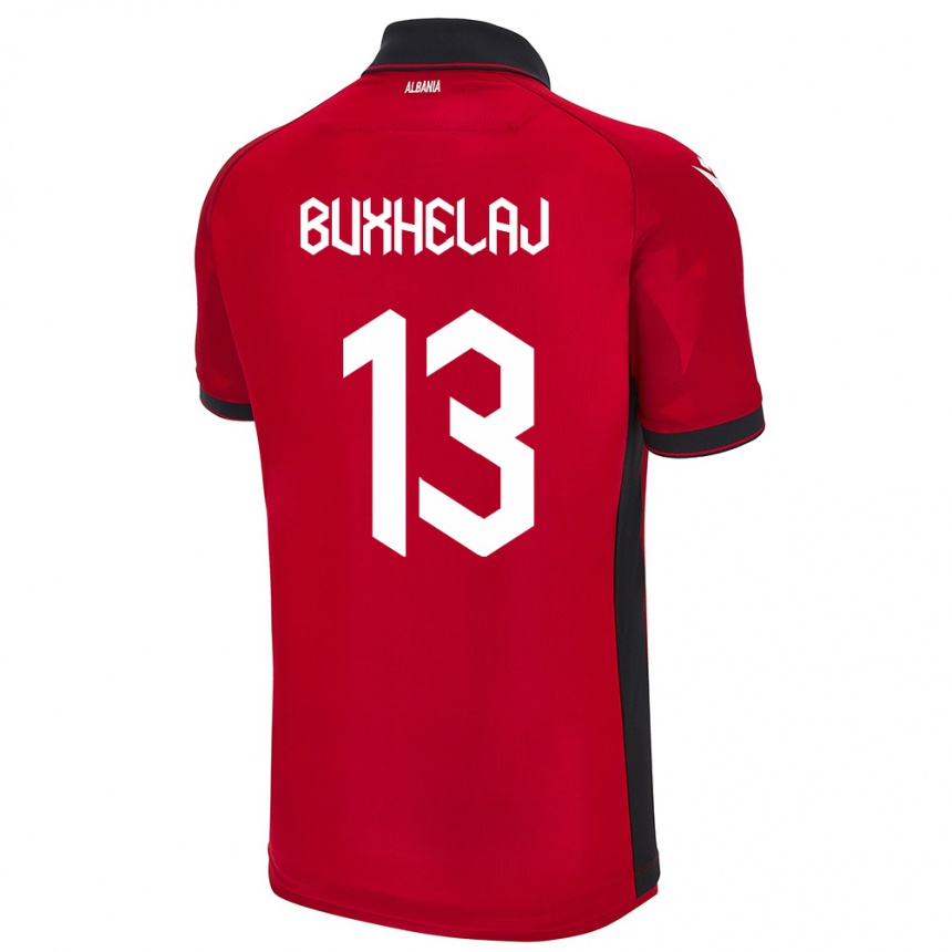 Kids Football Albania Paulo Buxhelaj #13 Red Home Jersey 24-26 T-Shirt Za