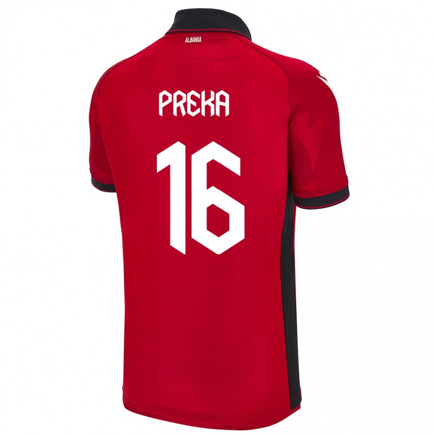 Kids Football Albania Marcelino Preka #16 Red Home Jersey 24-26 T-Shirt Za