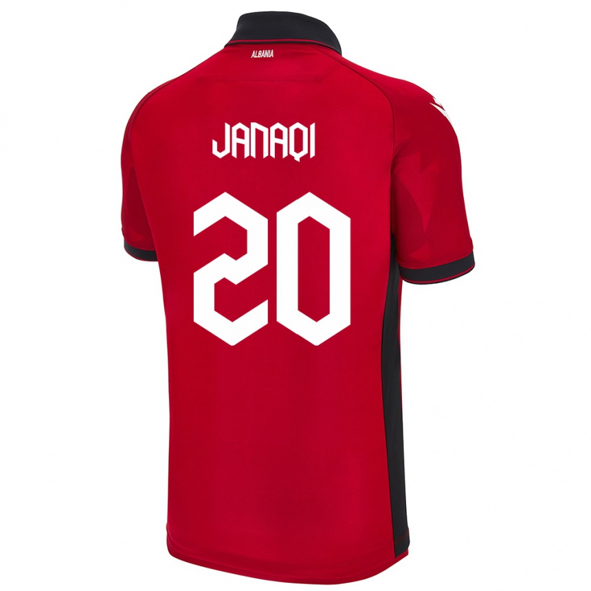 Kids Football Albania Dejvid Janaqi #20 Red Home Jersey 24-26 T-Shirt Za