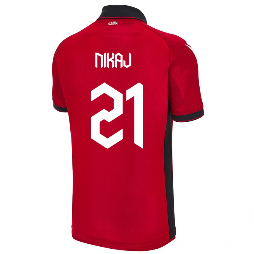 Kids Football Albania Ardit Nikaj #21 Red Home Jersey 24-26 T-Shirt Za