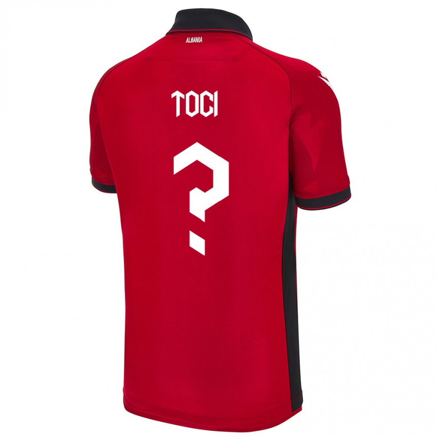 Kids Football Albania Eljon Toci #0 Red Home Jersey 24-26 T-Shirt Za