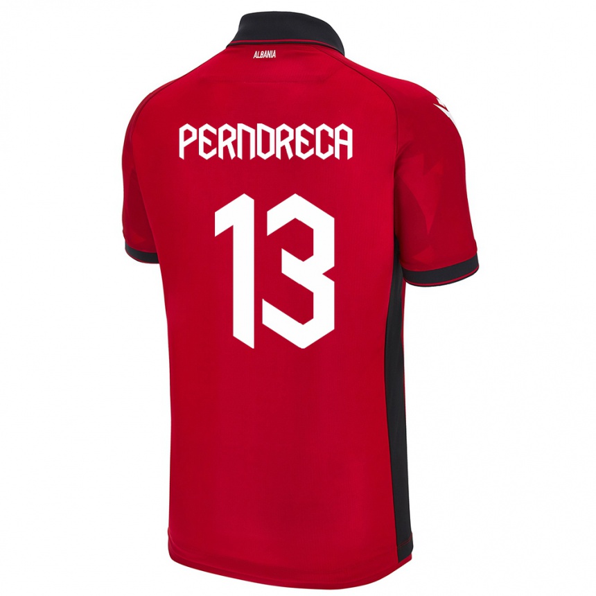 Kids Football Albania Fabjan Perndreca #13 Red Home Jersey 24-26 T-Shirt Za