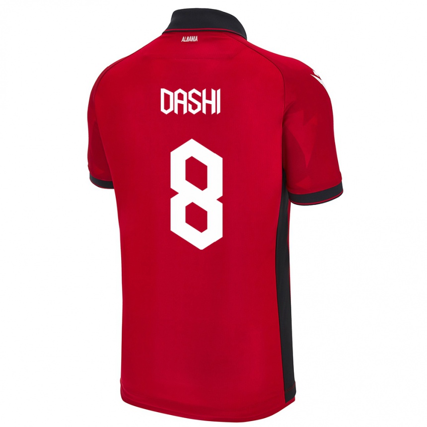 Kids Football Albania Matteo Dashi #8 Red Home Jersey 24-26 T-Shirt Za