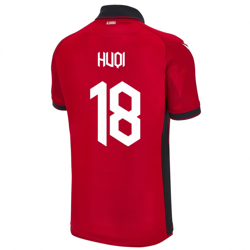 Kids Football Albania Mattia Huqi #18 Red Home Jersey 24-26 T-Shirt Za