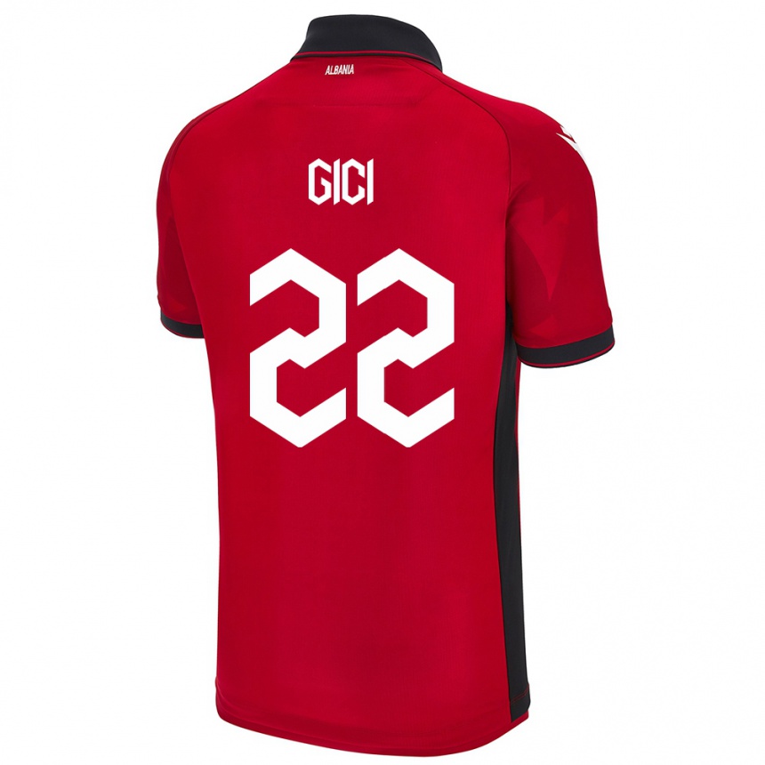 Kids Football Albania Matias Gici #22 Red Home Jersey 24-26 T-Shirt Za